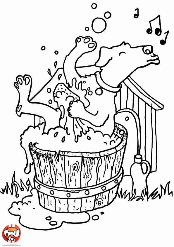 Kolorowanka z Psem w Kąpieli - Kreatywna Zabawa dla Dzieci kolorowanka do druku